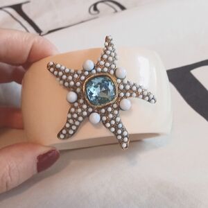 Vintage Kenneth Lane Starfish Jeweled Cuff Bracelet